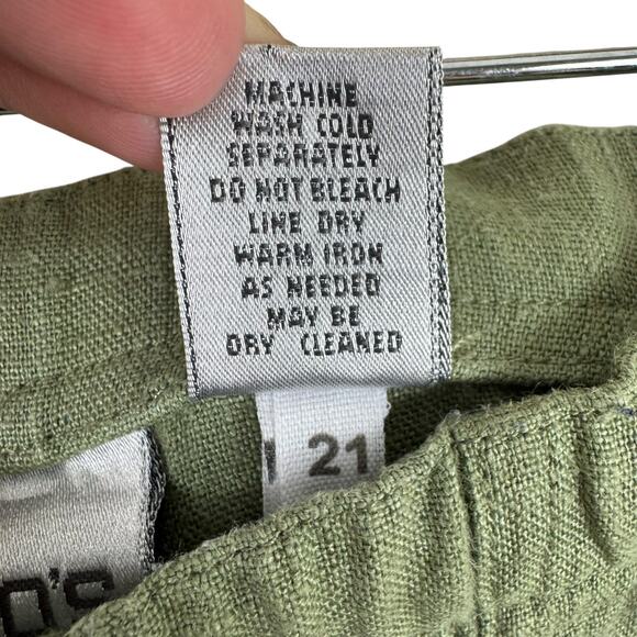 Chico's 100% Linen Green Drawstring High Rise Cropped Capri Lounge Pants Size L - Picture 7 of 7